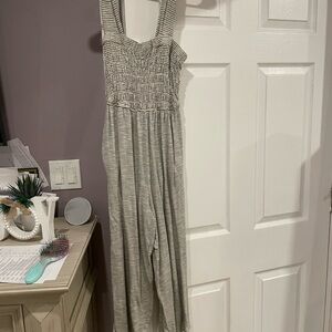 American Eagle Outfitters Black and White Textured Jumpsuit